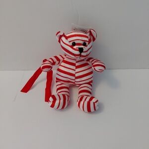 GALERIE Peppermint Plush Bear Stuffed Animal Candy Cane Stripes 8 inch